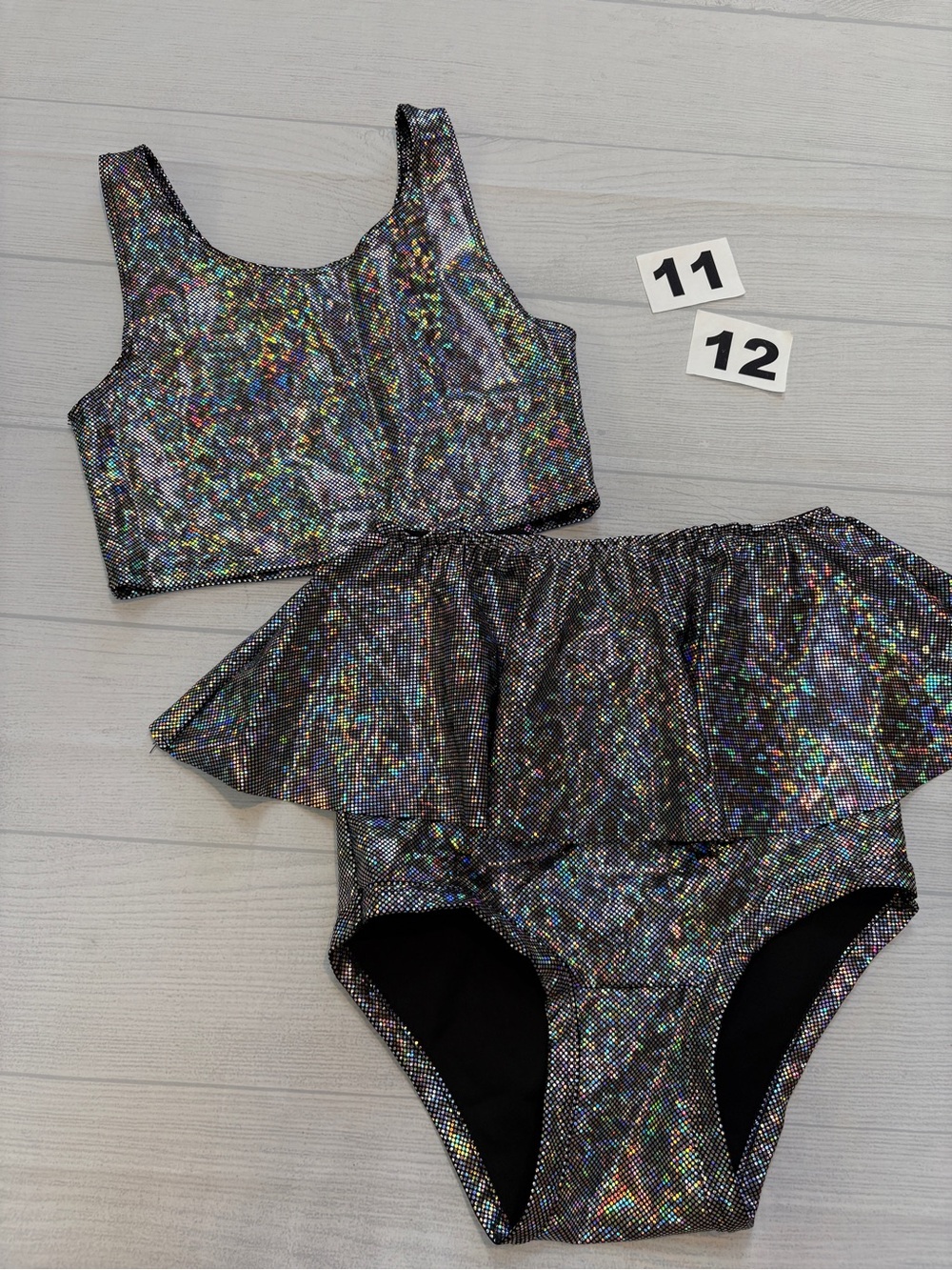 Wild Rich Kids Holographic Girls' Bikini Set with Ruffle Skirt